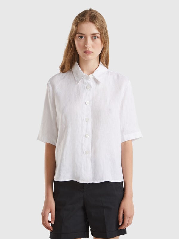 Camicia corta in puro lino Donna