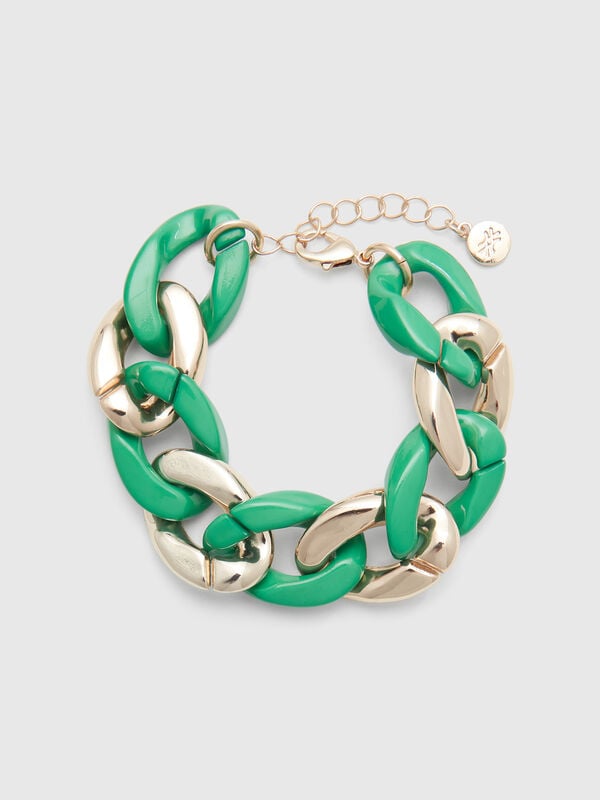 Bracciale a catena oro e verde Donna