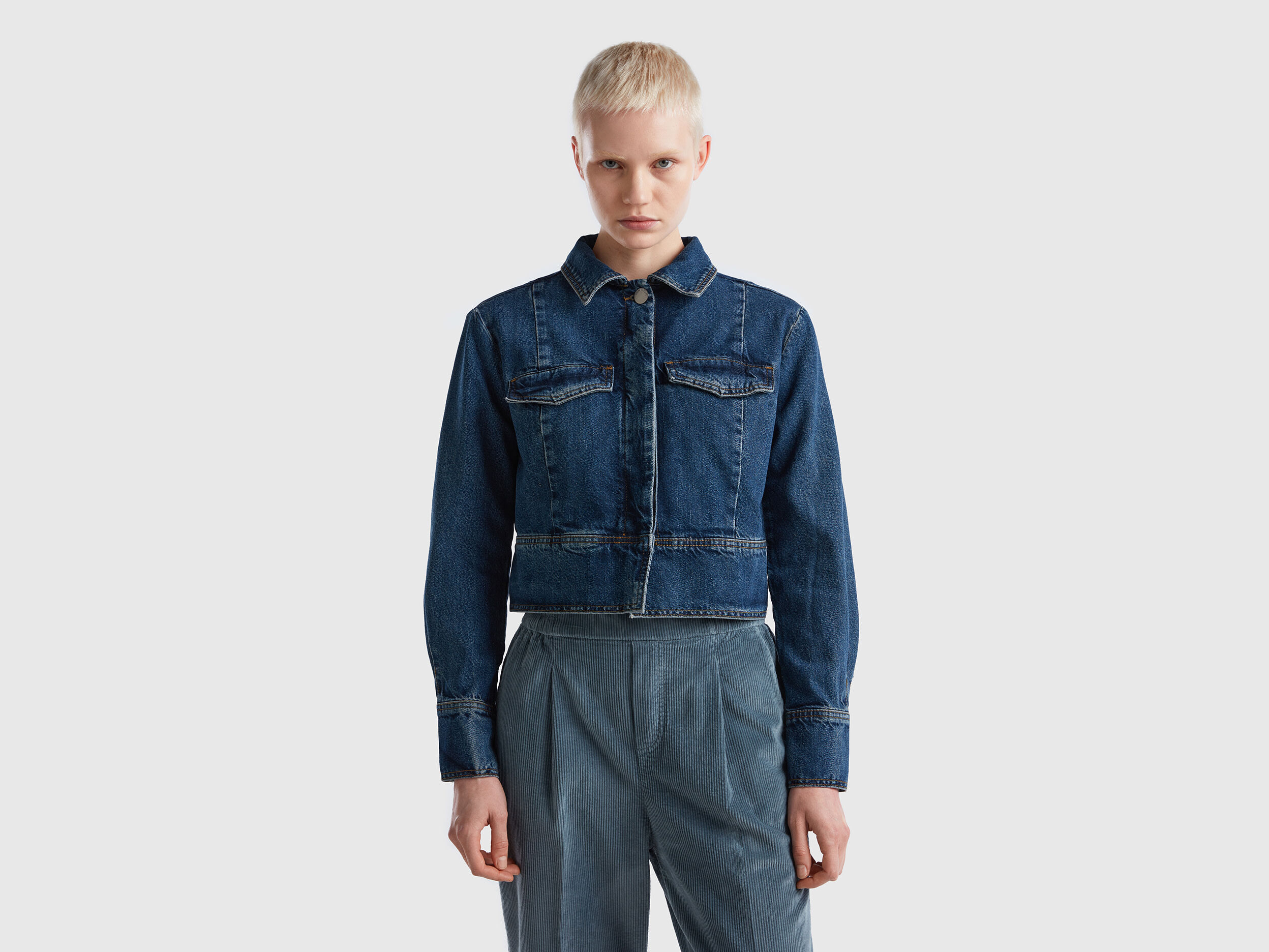 Giacca di jeans boxy fit Blu Scuro Donna Benetton