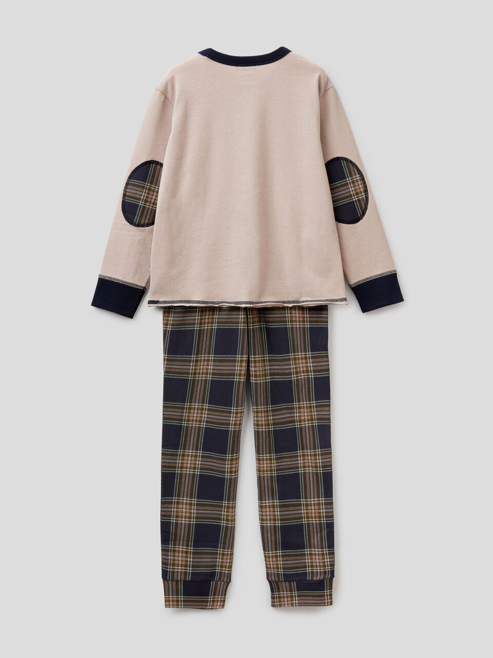 Pigiama stampa teddy con pantaloni check image number 2