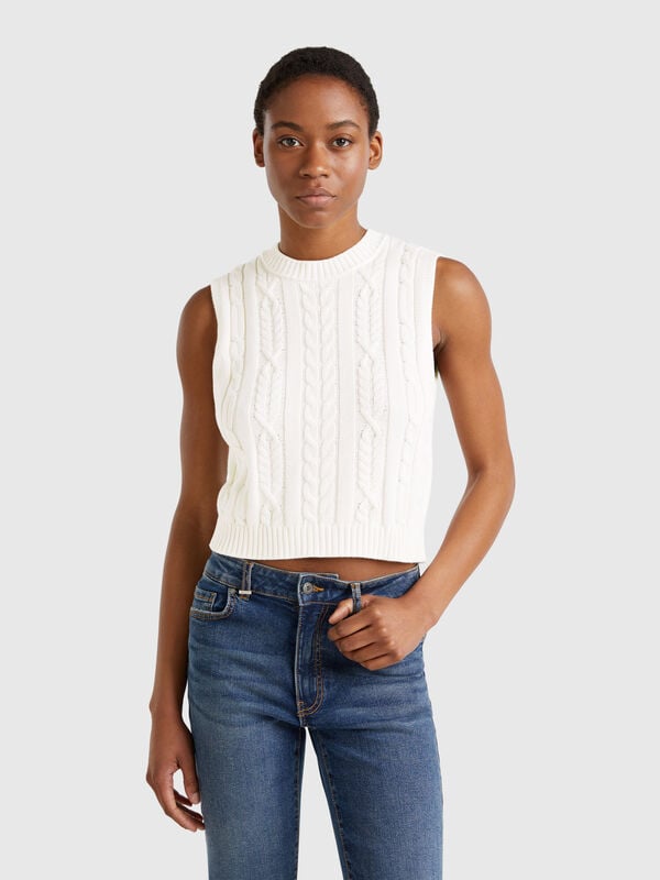Gilet cropped a trecce Donna