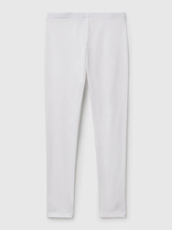Leggings in cotone stretch con logo Bambina