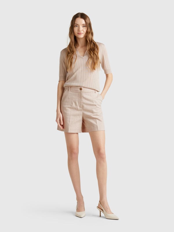 Pantaloni corti gessati Donna