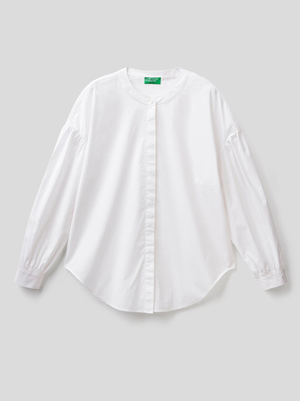 Blusa in cotone stretch con manica a palloncino image number 1