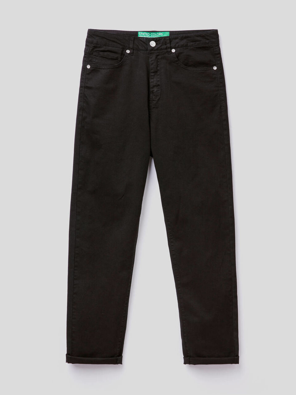 Pantaloni boyfriend in cotone stretch image number 1
