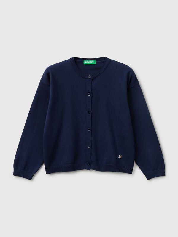 Cardigan girocollo in puro cotone Bambina