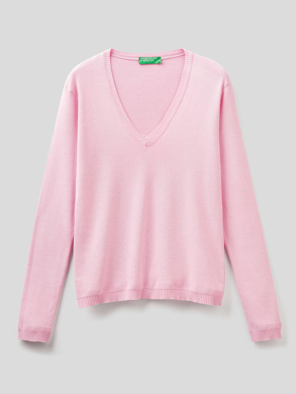 Maglia in puro cotone con scollo a V image number 1
