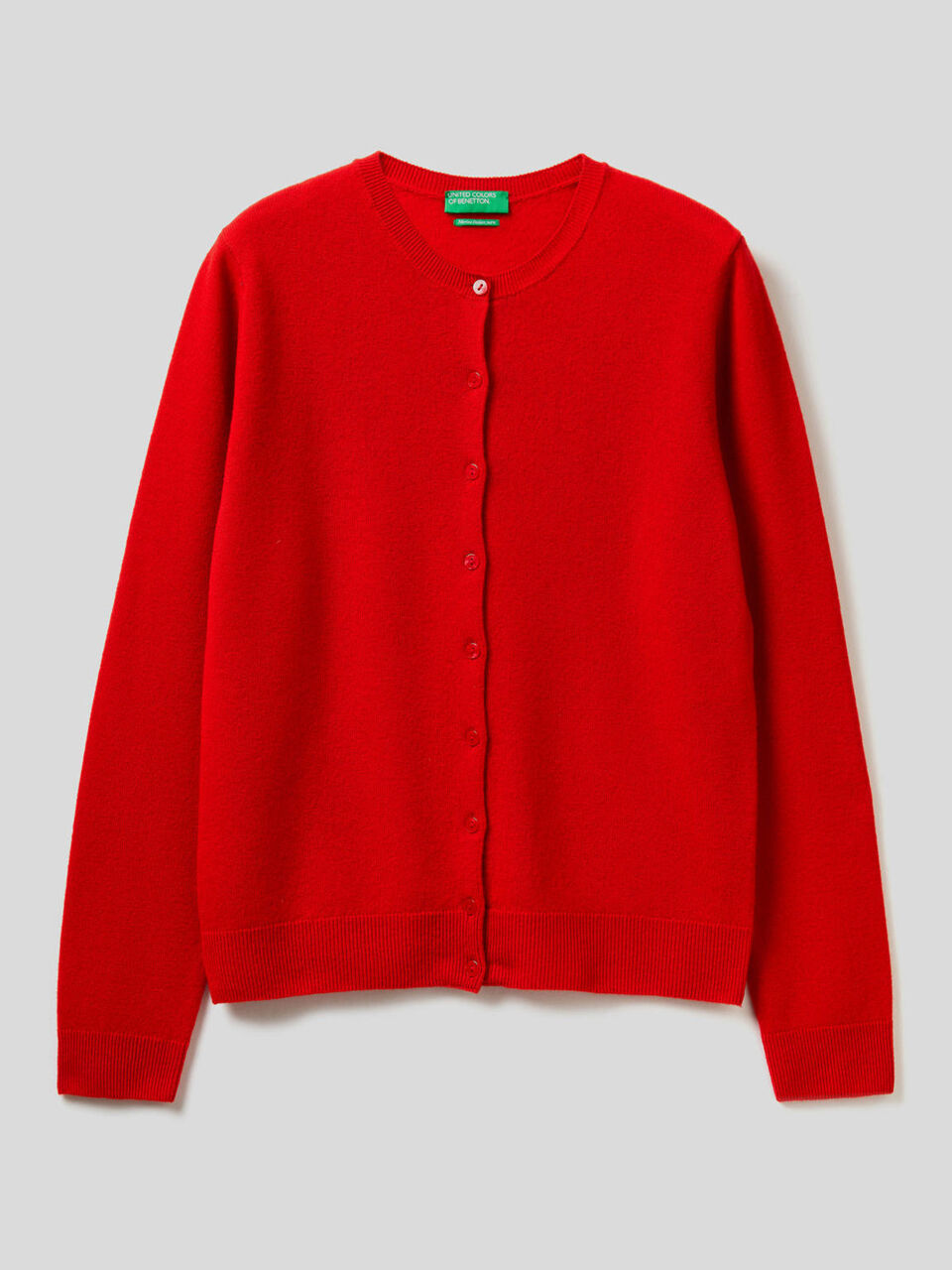Cardigan girocollo in pura lana vergine image number 1