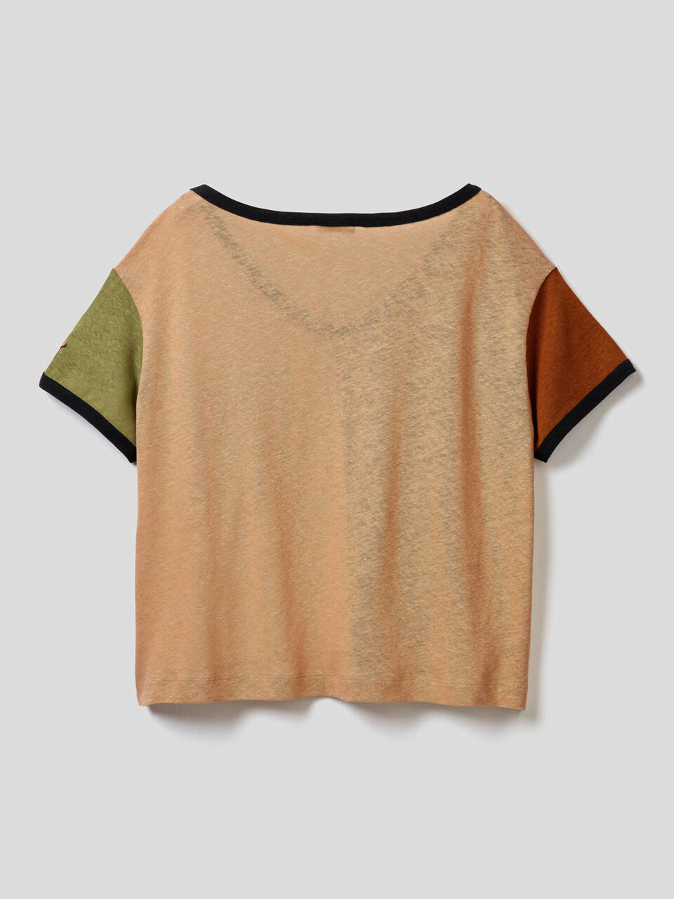 T-shirt color block in cotone misto lino image number 2