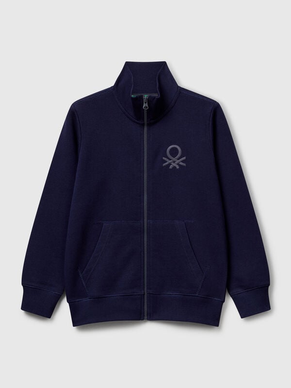Felpa con zip in puro cotone Bambino