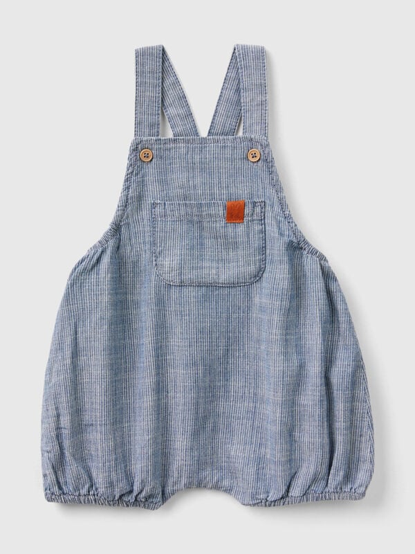 Salopette a righe in chambray Baby
