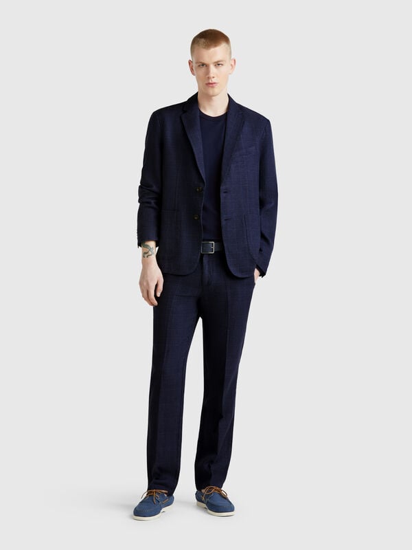 Chino rigati in misto lino Uomo