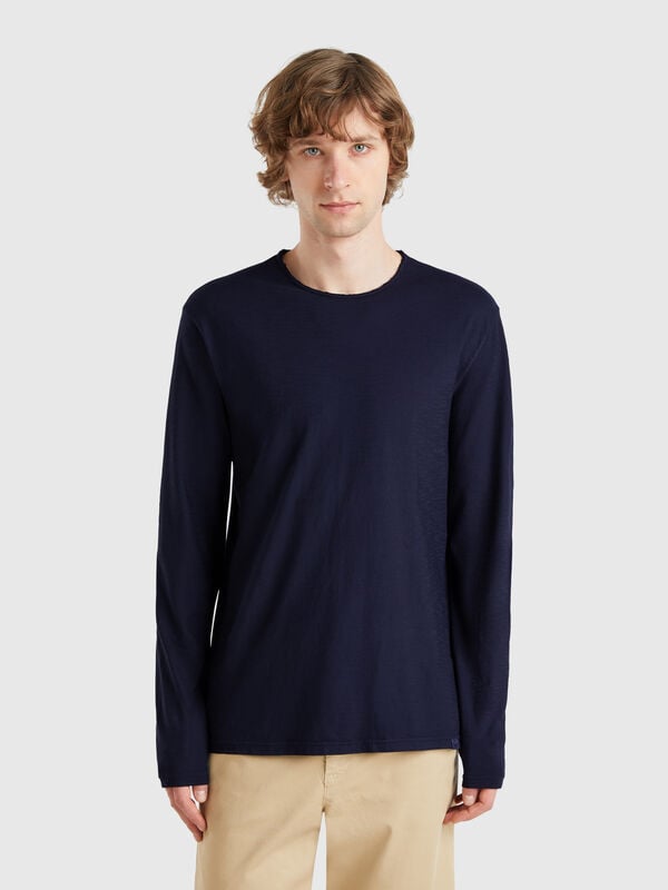 T-shirt a manica lunga in 100% cotone Uomo