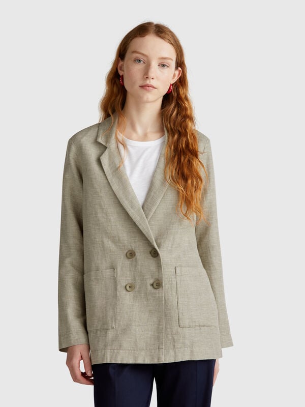 Giacca doppiopetto in misto lino Donna