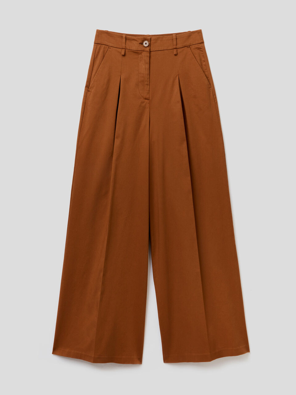 Pantaloni palazzo in raso misto cotone image number 1