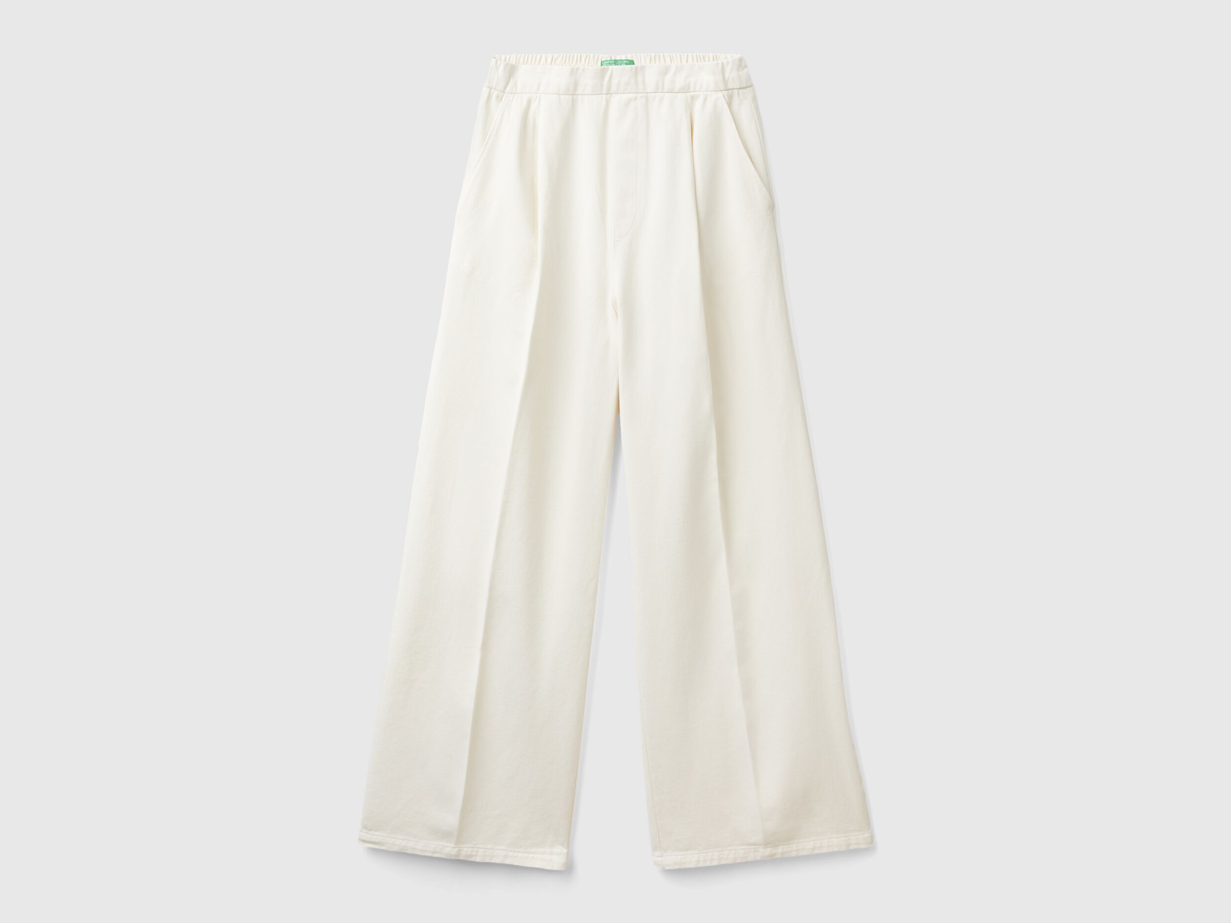 Pantaloni palazzo a vita alta Bianco Panna Benetton