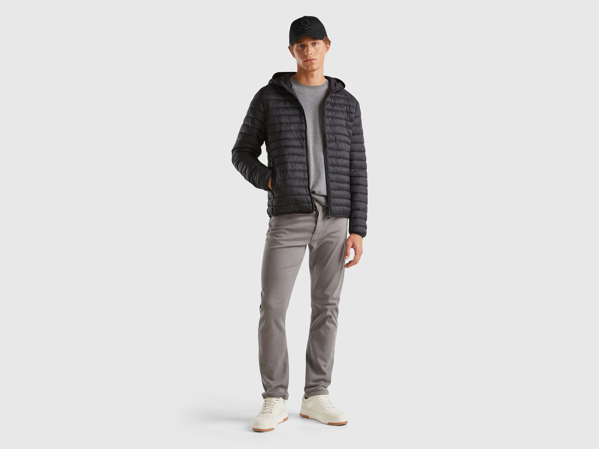 Piumino imbottito in ovatta riciclata Nero Benetton