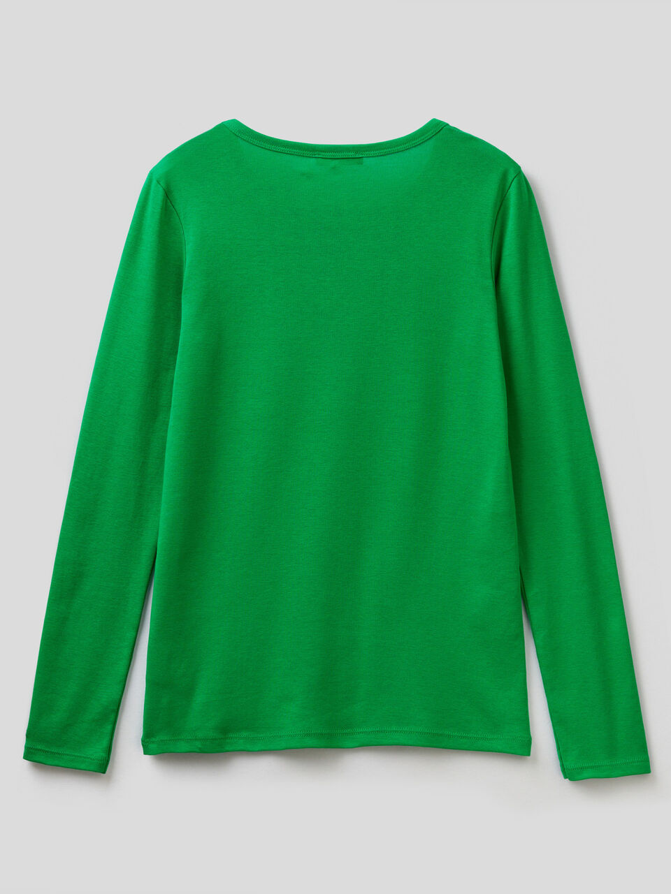 T-shirt a manica lunga in puro cotone Verde Donna