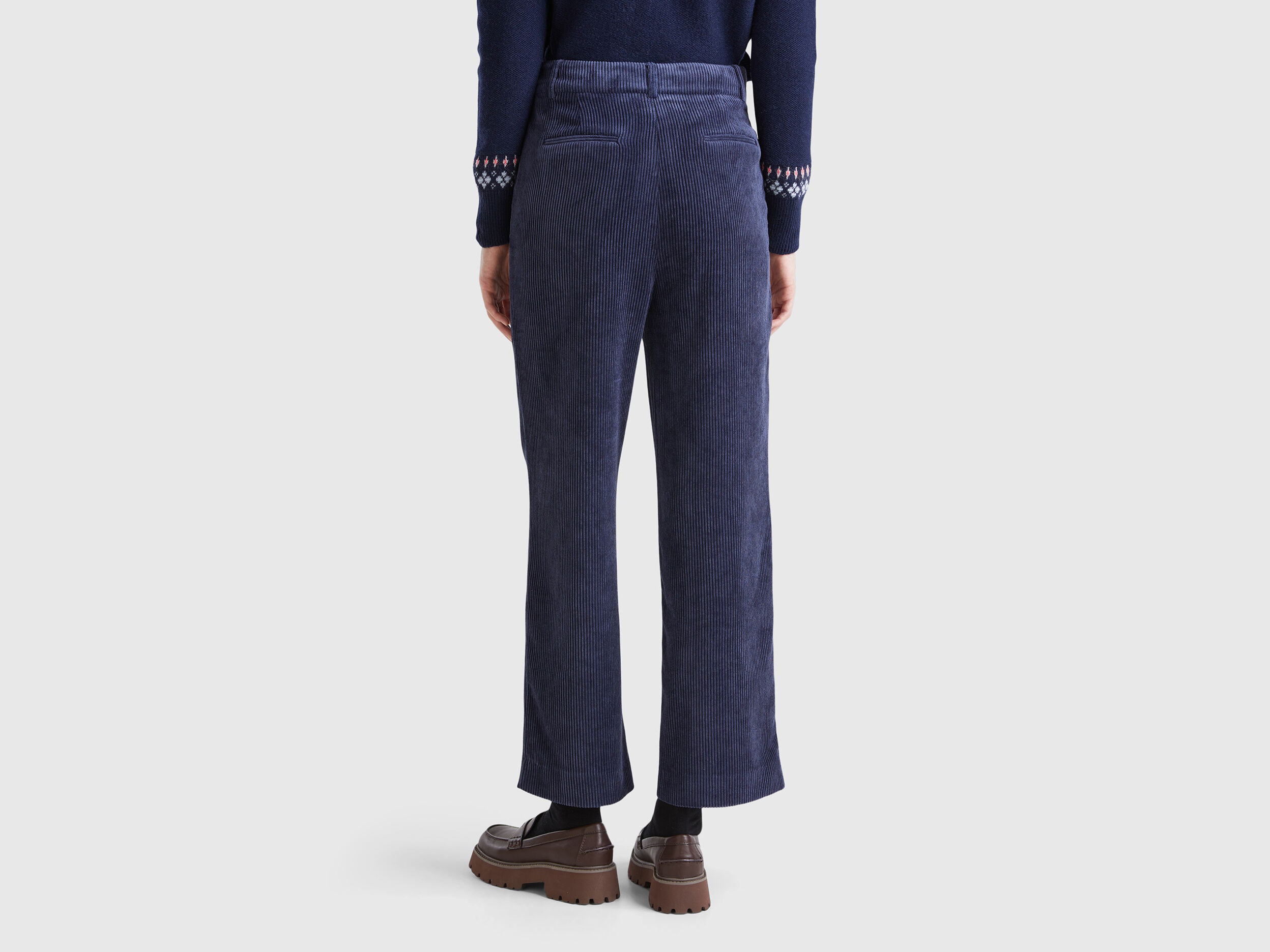 Pantaloni in velluto a costine Blu Scuro Benetton
