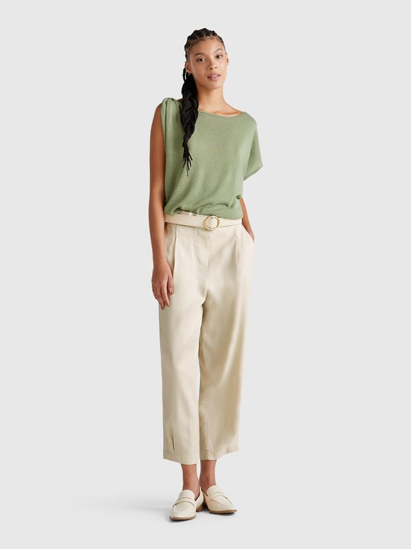 Pantaloni fluidi con pinces Donna