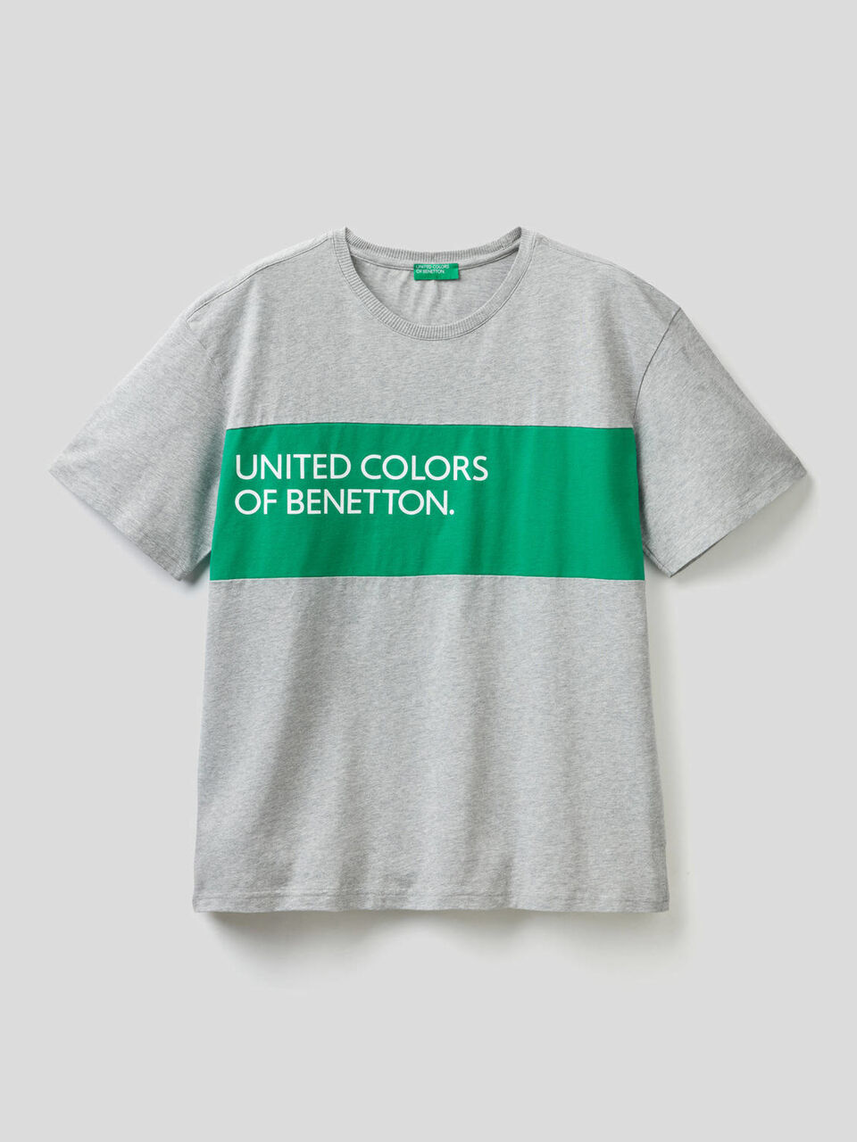 T-shirt 100% cotone con banda a contrasto image number 1