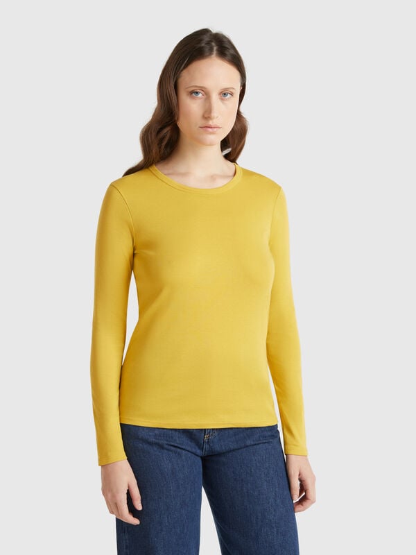 T-shirt a manica lunga in puro cotone Donna