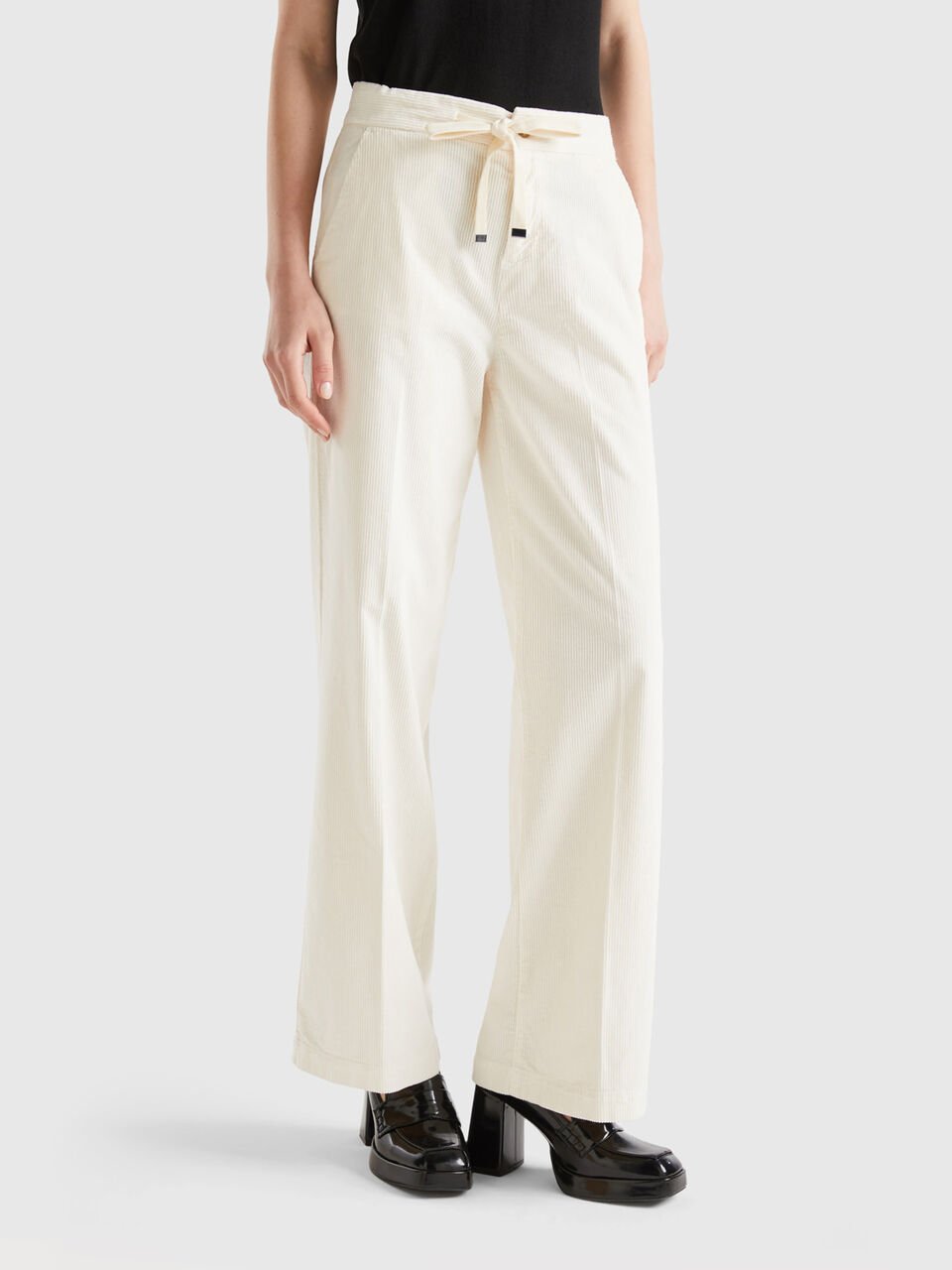 Pantaloni ampi in velluto Bianco Donna