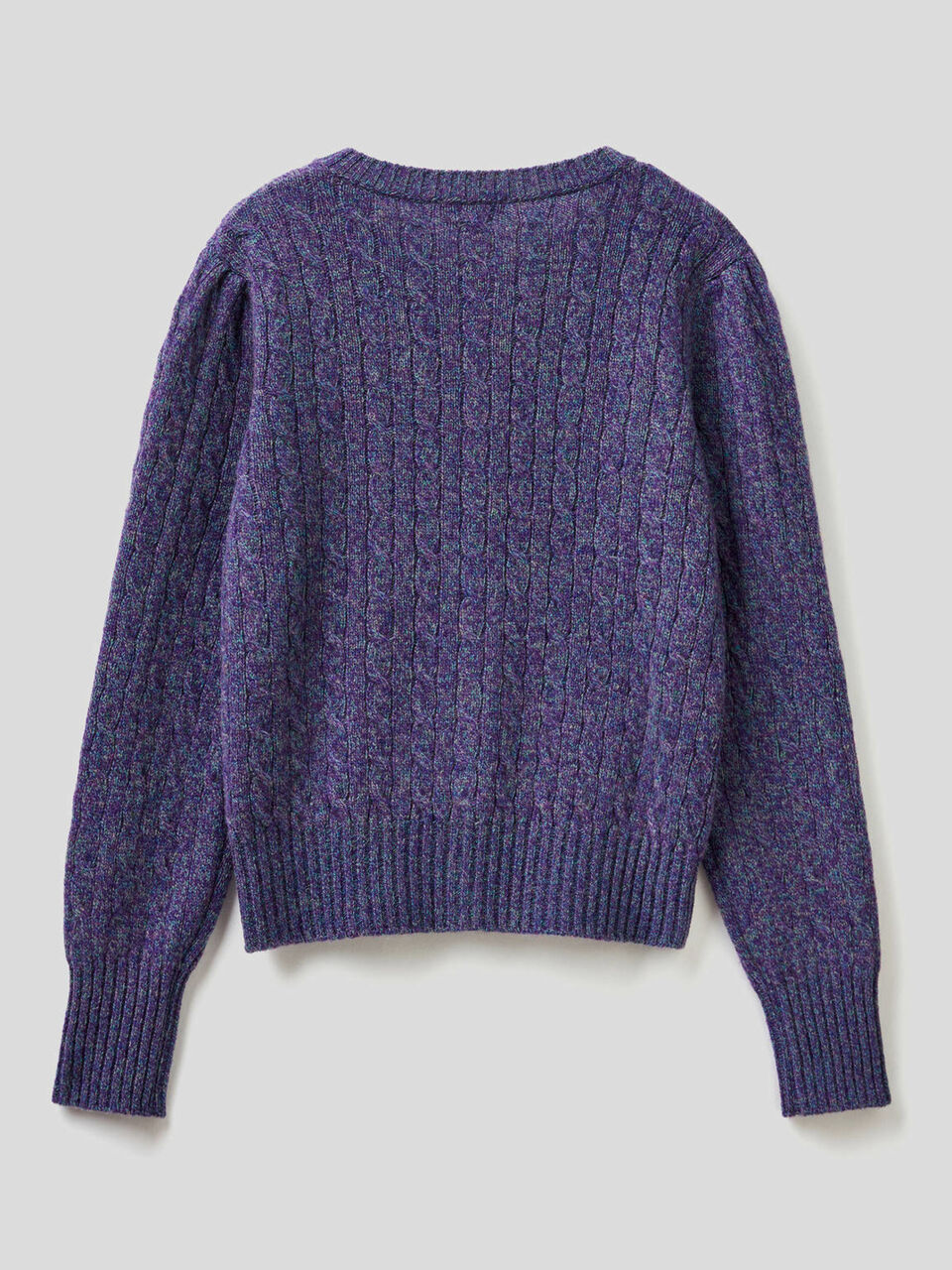 Cardigan a trecce in pura lana Shetland image number 2