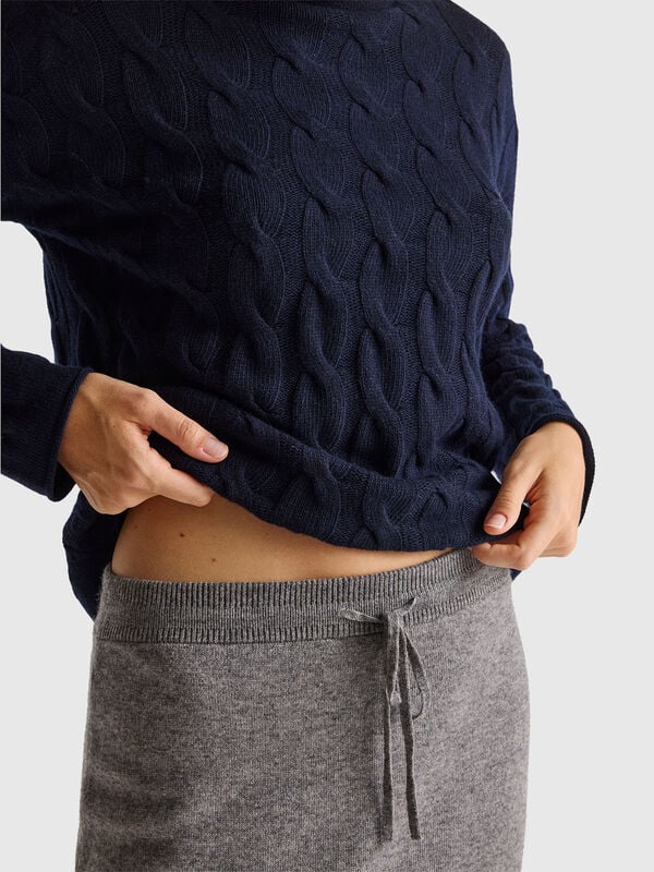 Maglia con trecce in misto cashmere Donna