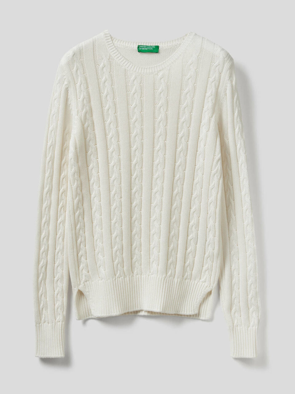 Maglia in cotone con lavorazione a trecce image number 1