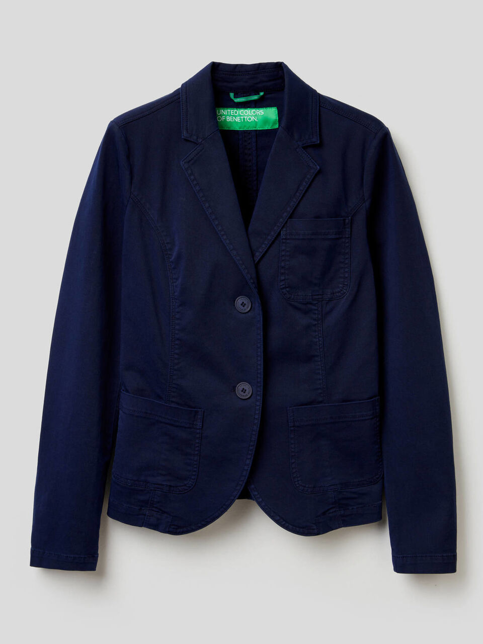 Blazer sciancrato in cotone stretch image number 1