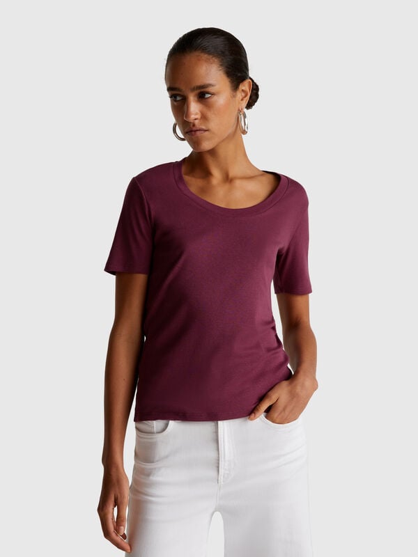 T-shirt manica corta in cotone a fibra lunga Donna