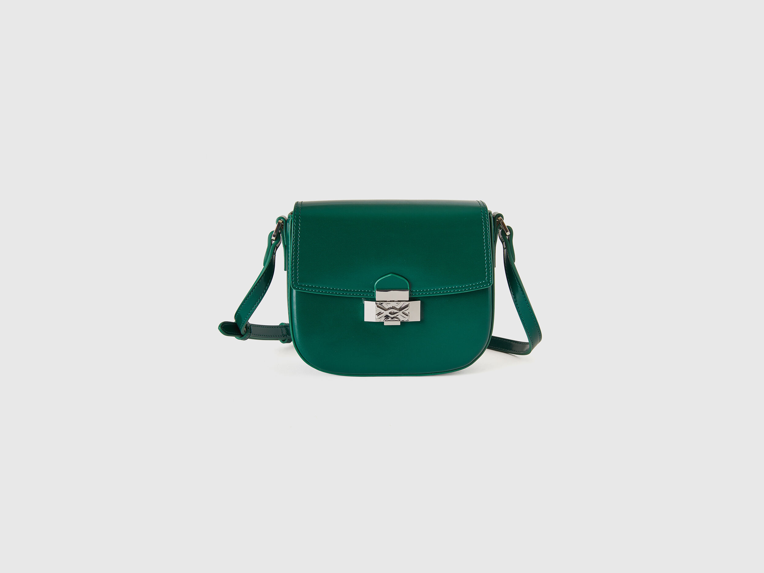 Borsa piccola a tracolla effetto vernice Verde Scuro Benetton