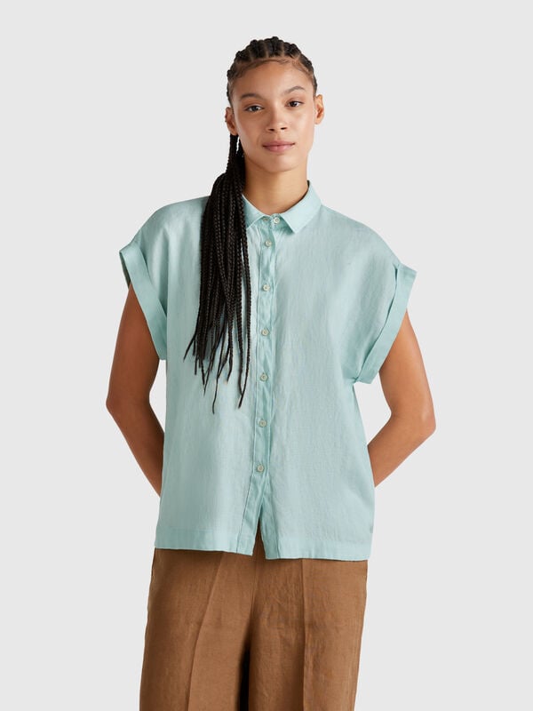 Camicia regular fit in puro lino Donna