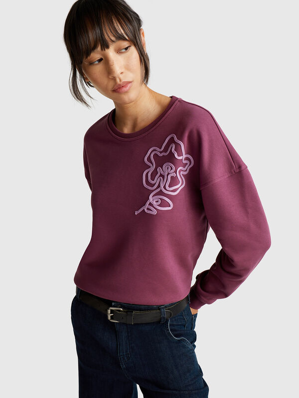 Felpa regular fit con applicazione Donna