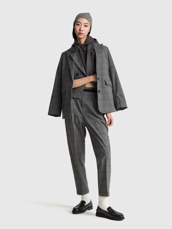 Pantaloni pied de poule in flanella Donna