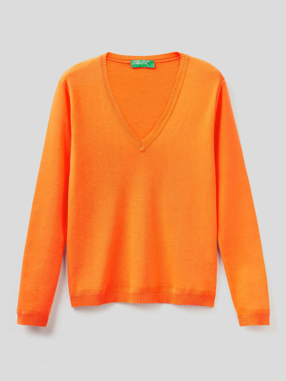 Maglia in puro cotone con scollo a V image number 1