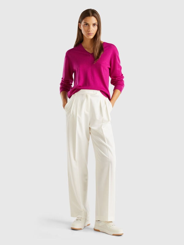 Pantaloni ampi in misto viscosa stretch Donna