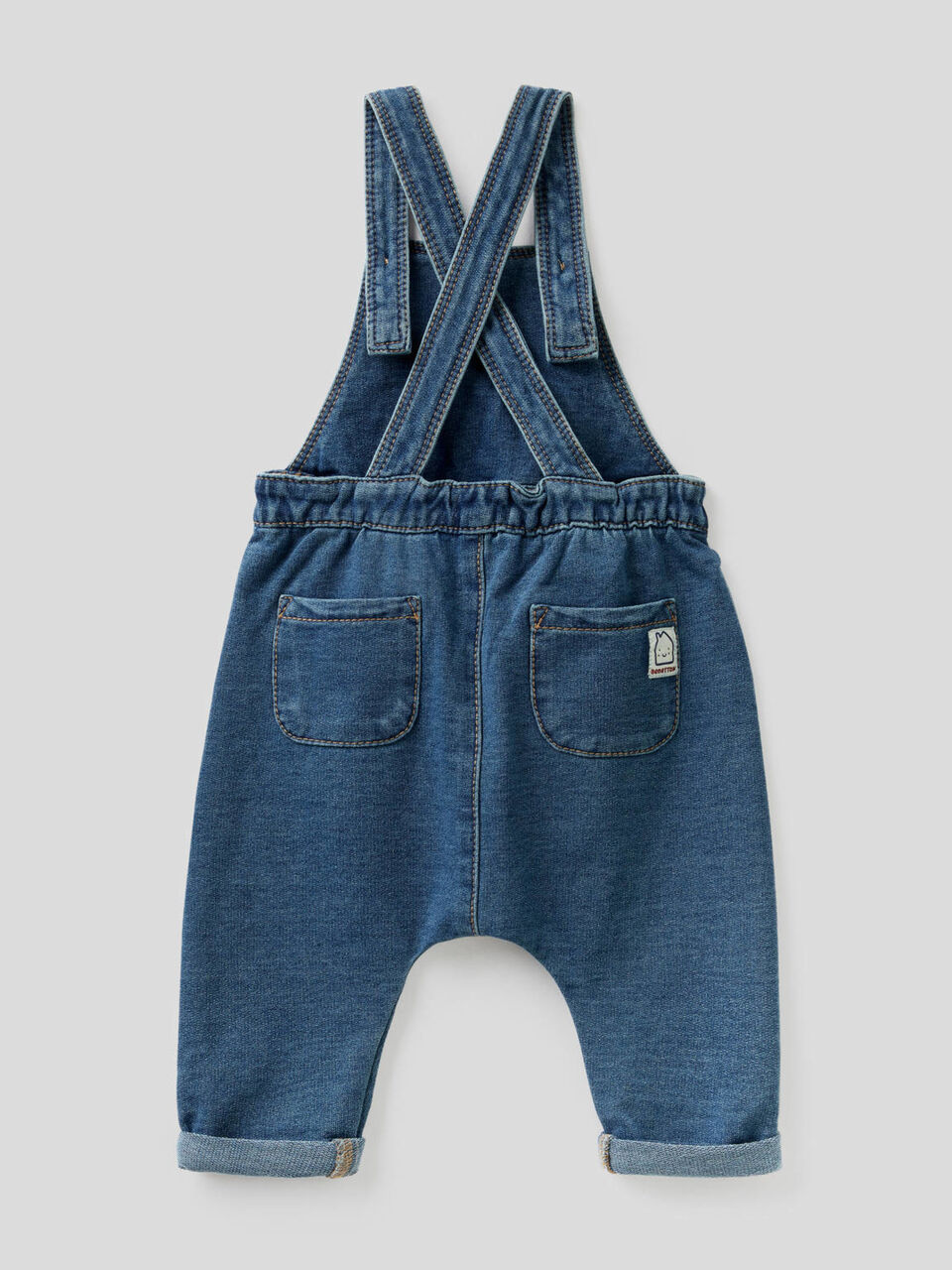 Salopette in felpa stretch effetto denim image number 2