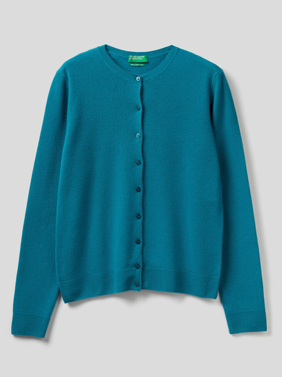 Cardigan girocollo in pura lana vergine image number 1