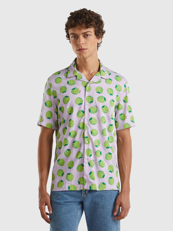 Camicia lilla con pattern more Uomo