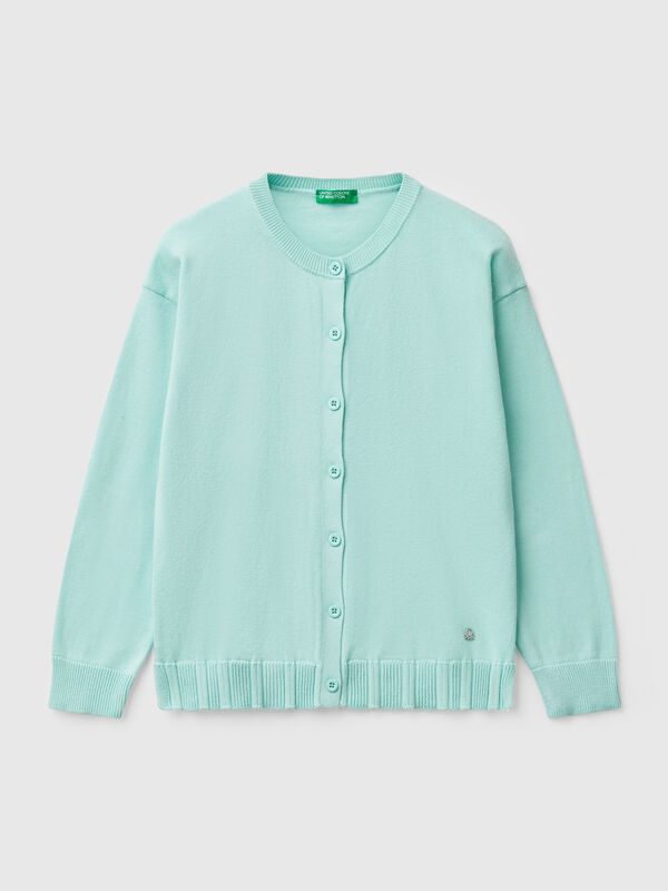 Cardigan girocollo in puro cotone Bambina