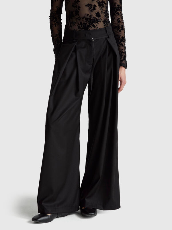 Pantaloni in flanella con cintura Donna