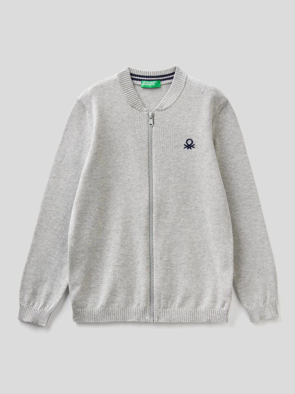 Cardigan con zip in puro cotone image number 1
