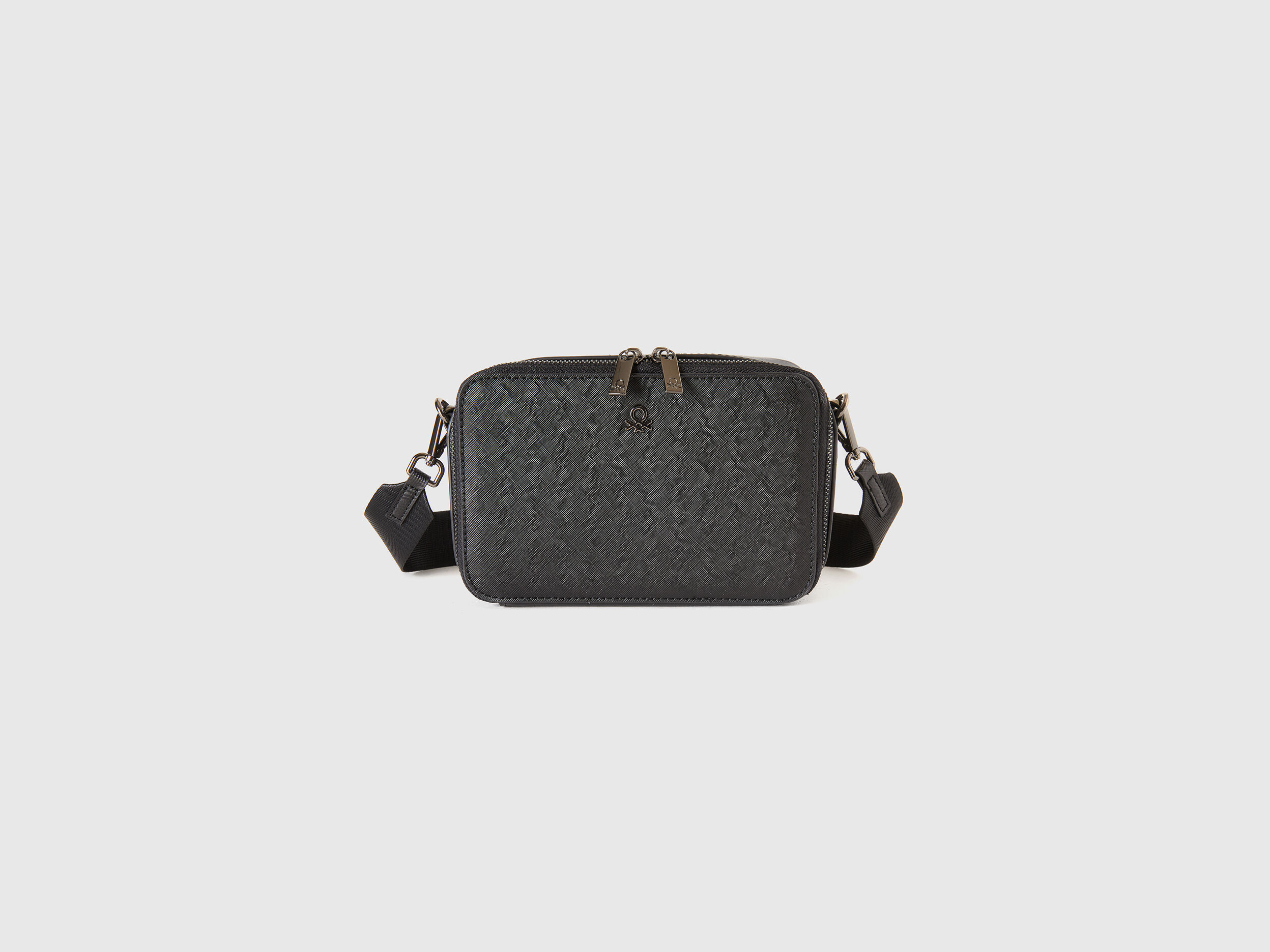 Borsa tracolla in tessuto spalmato Nero Benetton