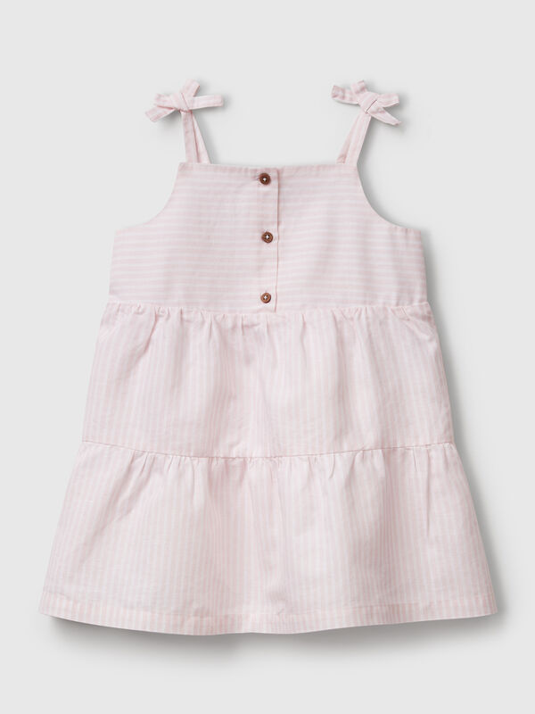 Abito a balze con stampa a righe Bambina