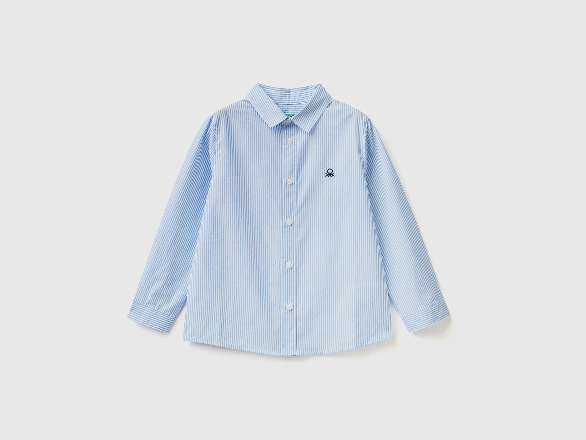 Camicia in puro cotone Celeste Bambino Benetton