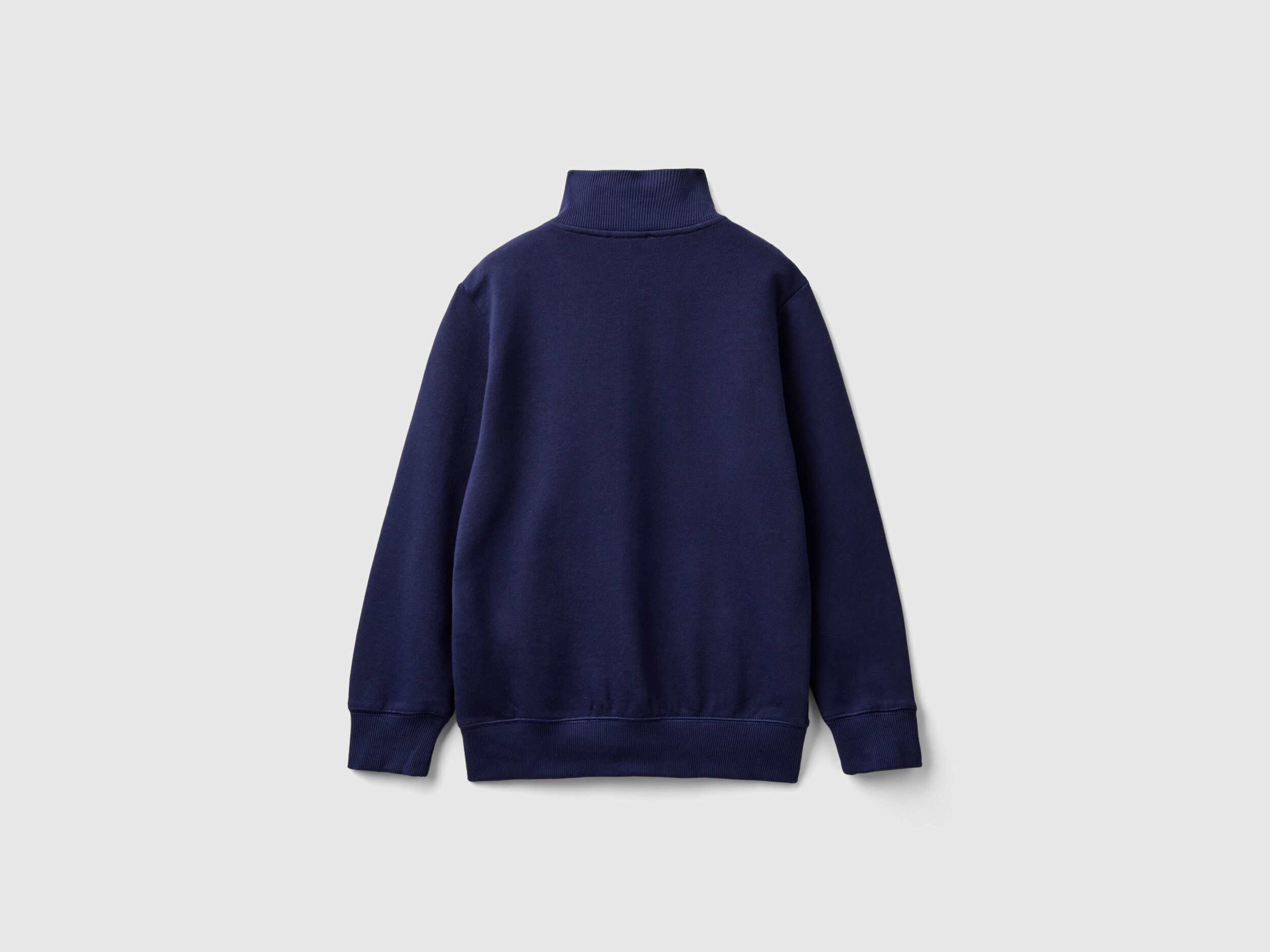 Felpa con zip in puro cotone Blu Scuro Benetton
