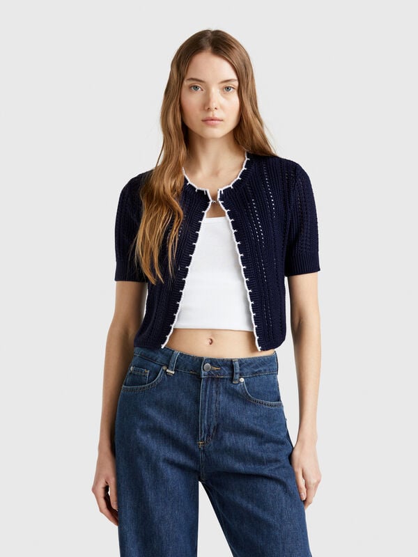 Cardigan cropped traforato Donna