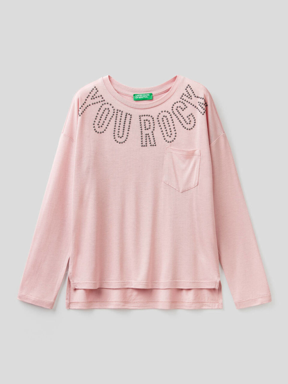 T-shirt manica lunga con borchie image number 1